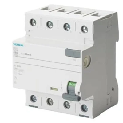 Abbildung von SIEMENS 5SV33463 FI Schutzschalter 4 polig Typ F kurzzeitverzögert In: 63 A 30 mA Un AC: 400 V