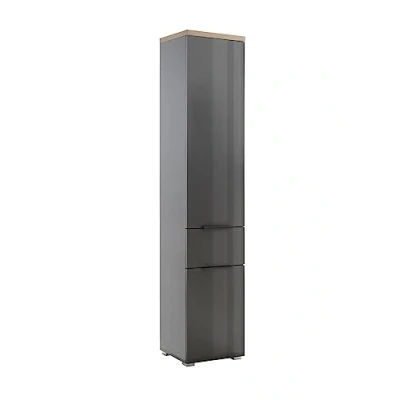 Abbildung von Bad Hochschrank grau hochglanz 192 cm Artisan Eiche MUNDI