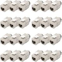 Abbildung von DIGITUS Keystone Modul Cat 6A Geschirmt 24 Stück RJ45 Buchse 500 MHz 10GBase T AWG 26 22 Designfähig Mit Rasthebel Werkzeugfreie Montage