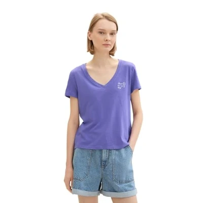 Abbildung von TOM Tailor Denim Tshirt print, Damen, Größe: Small, Vibrant purple