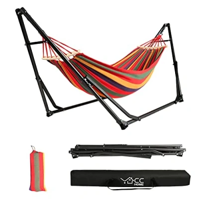 Abbildung von CCLIFE Hängematte mit Gestell klappbar Outdoor Tragbar Indoor Garten,
