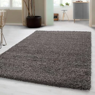 Abbildung von Carpetsale24 Shaggy Hochflor Teppich Läufer Flur 100 x 200 cm Taupe Modern Flauschiger Extra Weich, Pflegeleicht und Einfarbig Ideal als für Küche, Schlafzimmer Esszimmer