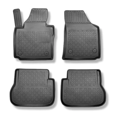 Abbildung von Mossa TPE Fußmatten Auto kompatibel mit Volkswagen Caddy Maxi Cargo Van (2004 10.2020) schwarz Automatten Autoteppiche G