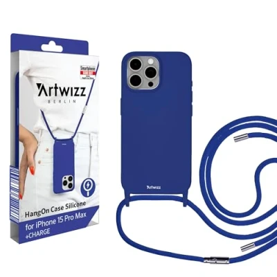 Abbildung von Artwizz HangOn Case Silicone +Charge kompatibel mit iPhone 15 Pro Max, Kings Blue