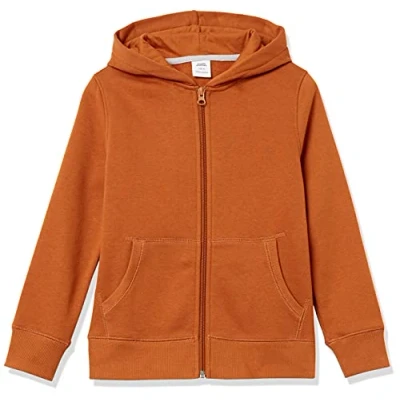 Abbildung von Amazon Essentials Jungen Fleece Kapuzenpullover mit Reißverschluss, Hellbraun, 9 Jahre