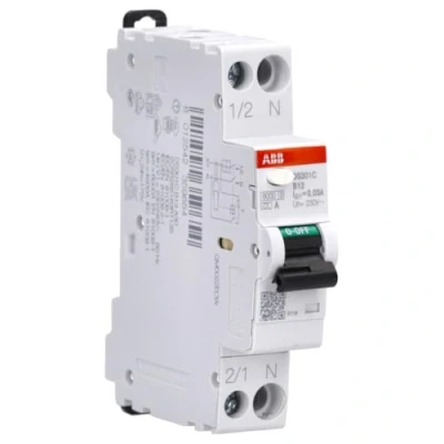 Abbildung von ABB DS301C B13 A30 FI/LS Schalter 6kA, 1P+N, Typ A, B13, 30mA 1 Teilungseinheit B Charakteristik 2CSR255163R1135