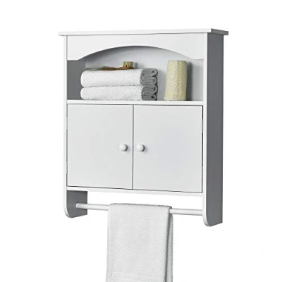 Abbildung von en.casa Hängeschrank Graz Badschrank 61,3 x 53 15,5 cm mit Handtuchhalter Weiß