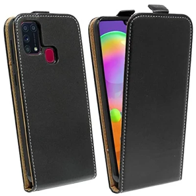 Abbildung von cofi1453® Flip Case kompatibel mit Samsung Galaxy M31 (M315F) Handy Tasche vertikal aufklappbar Schutzhülle Klapp Hülle Schwarz
