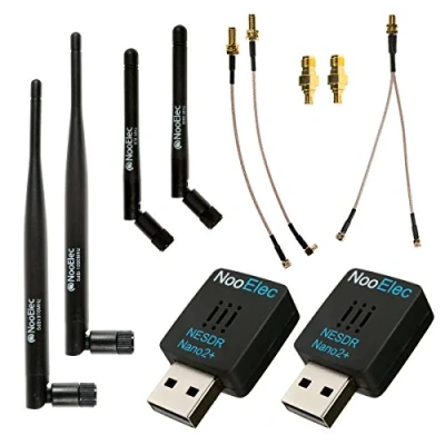 Abbildung von Nooelec Dual Band NESDR Nano 2+ ADS B (978 MHz UAT &amp; 1090 1090ES) Bundle für Stratux™, Avare, Foreflight, FlightAware und andere Anwendungen. Enthält 2 SDRs, 4 Antennen, 5 Adapter