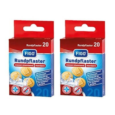 Abbildung von varivendo Wundpflaster Notizblock + 2 Pakete FIGO Rundpflaster (Set, 40 St., Rundpflaster), Pflaster rund Injektionspflaster Wundverband