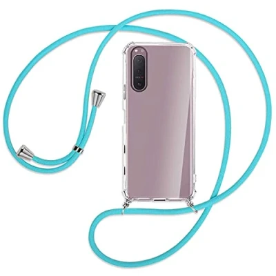 Abbildung von mtb more energy® Handykette kompatibel mit Sony Xperia 5 II (6.1&#039;&#039;) türkis Smartphone Hülle zum Umhängen Anti Shock Full TPU Case