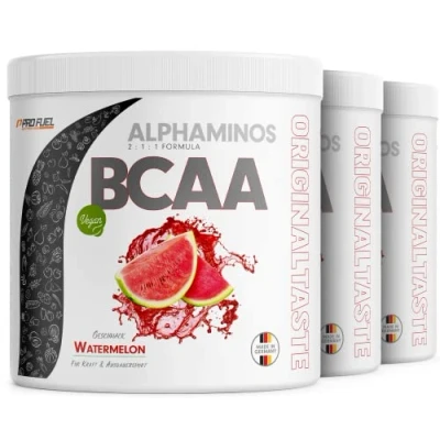 Abbildung von BCAA Pulver 900g WASSERMELONE Alphaminos 2:1:1 Drink mit 8000 mg unfassbar leckerer Geschmack, Essentielle Aminosäuren (EAA) Leucin, Isoleucin &amp; Valin 100% vegan und laborgeprüft