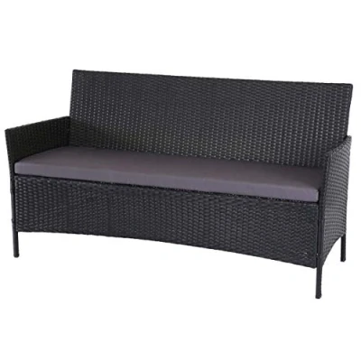Abbildung von Mendler 3 Sitzer Poly Rattan Gartenbank Halden, Sitzbank anthrazit, Kissen anthrazit