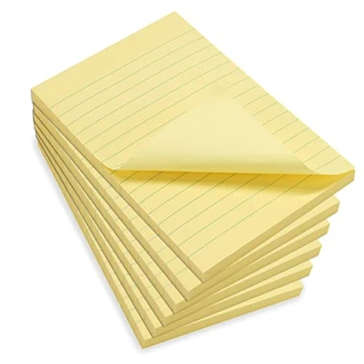 Abbildung von WAYTEX 931680C6 600 Haftnotizen A6 mit Linien, 6 Blöcke à 100 Blatt, selbstklebend, wiederverwendbar, groß, 9,8 x 15 cm, Pastellgelb