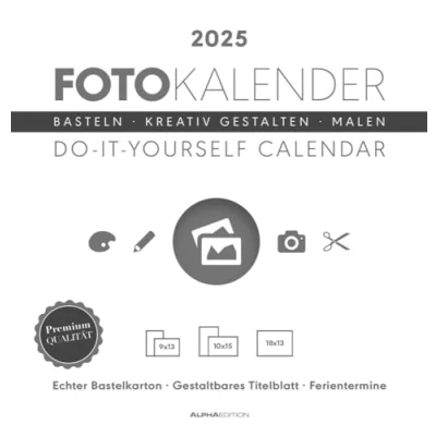Abbildung von Alpha Edition Foto Bastelkalender weiß 2025, 21x22cm, Do it yourself Kalender mit Seiten aus hochwertigem Bastelkarton, gestaltbares Titelblatt und Ferientermine DE/AT/CH: calendar
