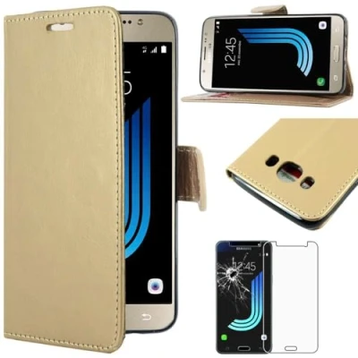 Abbildung von ebestStar kompatibel mit Samsung Galaxy J5 2016 Hülle SM J510F Kunstleder Wallet Case Handyhülle (PU Leder), Kartenfächern, Standfunktion, Gold + Panzer Schutz Glas