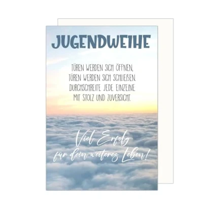 Abbildung von Edition Seidel Premium Glückwunschkarte zur Jugendweihe mit Umschlag. Jugendweihekarte Karte Spruch Grusskarte Himmel Wolken Junge Mädchen (JW139 SW024)
