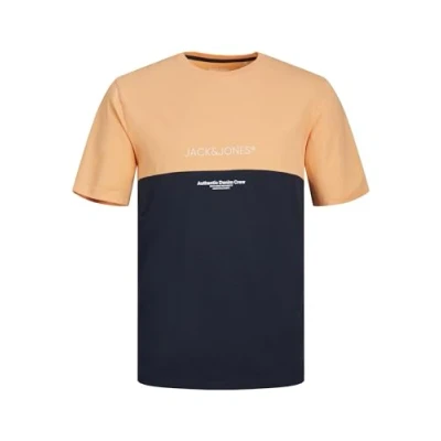 Abbildung von Jack &amp; Jones Ryder Blocking Kurzarm Tshirt print, Herren, Größe: Small, Orange