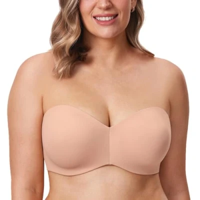 Abbildung von DELIMIRA Damen Minimizer Trägerloser BH mit Bügel ohne Polster Geformte Cups Blush Beige 75G