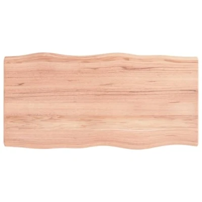 Abbildung von vidaXL Tischplatte, Holzplatte für Tisch Esstisch Couchtisch, Massivholzplatte Handgefertigt mit Baumkante, Ersatztischplatte, Hellbraun 100x50x(2 4) cm Massivholz Behandelt
