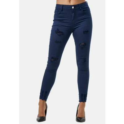 Abbildung von Elara Damen Jeans High Waist Destroyed Chunkyrayan MEL0275 1 Navy 48 (4XL)