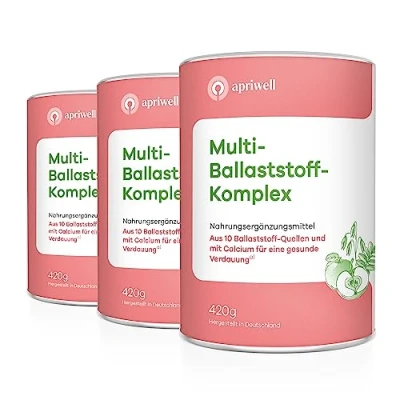 Abbildung von Multi Ballaststoff Komplex 10 Premium Ballaststoffe &amp; Calcium Verdauung, Darmflora, Immunsystem, Cholesterin Blutzucker vegan, glutenfrei, laktosefrei 420g Pulver (3er Pack)