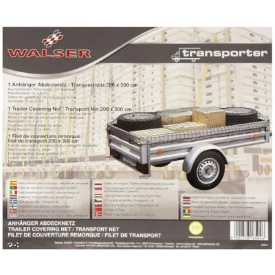 Abbildung von Walser Transportnetz 200x300cm, elastisches Ladungssicherungsnetz, Anhängernetz 3mm Stärke, Gepäcknetz für Anhänger, Hängernetz schwarz