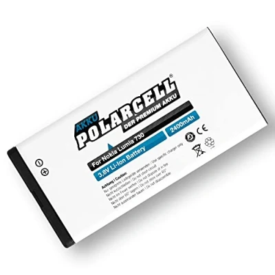 Abbildung von PolarCell Akku für Nokia Lumia 730 735 Microsoft 550 ersetzt Original BL T5A &amp; BV 2400mAh Starke Ersatz Batterie selektierte A+ Qualitätszellen