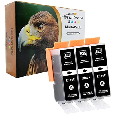Abbildung von 3 x Tintenpatronen, Schwarz, kompatibel mit Canon Pixma iP 4800 4850 4900 4950 iX 6550 MG 5140 5150 5250 5350 6150 6250 8150. 8250 MX 715 880 885 895