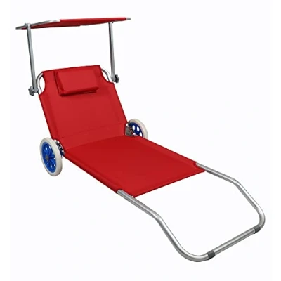 Abbildung von Gartenliege Sonnenliege rollbar Rot