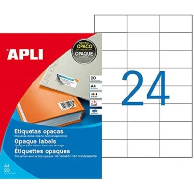 Abbildung von APLI 011708 20 Stück Etiketten undurchsichtig Ecken Rechte 70 x 37 mm weiß