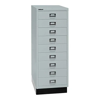 Abbildung von BISLEY MultiDrawer, 39er Serie mit Sockel, DIN A3, 9 Schubladen, Stahl, 645 Lichtgrau, 43.2 x 34.9 94 cm L39A39S645