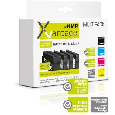 Abbildung von KMP Xvantage Tintenpatrone passend für HP 953XL (3HZ52AE) Multipack Officejet Pro 7720 7730 7740 8210 8218 8710 8715 8719 8720 8725 etc.