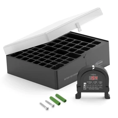 Abbildung von ANSMANN AG Batteriebox inkl. Akkutester für AAA Micro, AA Mignon &amp; 9V Block Akkus Akku