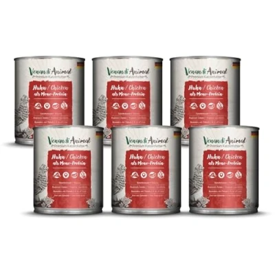 Abbildung von Venandi Animal Premium Nassfutter für Katzen Huhn als Monoprotein 6er Pack (6 x 800 g), getreidefrei,