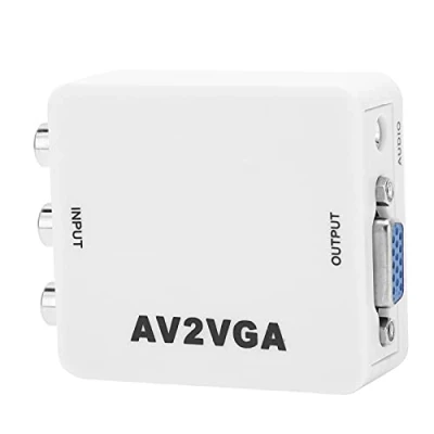 Abbildung von Dpofirs VGA zu Video Konverter, Tragbarer 1920 X 1080 HD AV2 Videokonverter mit USB Kabel, TV Set Top Box Audio Composite AV Adapter