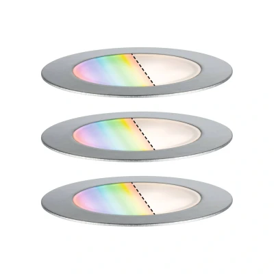 Abbildung von Paulmann 947.52 Plug &amp; Shine LED Bodeneinbauleuchte Floor 3er Set IP67 RGBW 3x2W 21VA Edelstahl