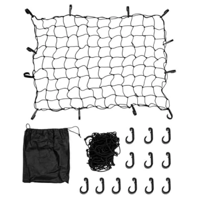 Abbildung von DEDC Auto Gepäcknetz, Universal Kofferraumnetz Schutznetz Elastisch Kofferraum Aufbewahrung Netz aus Nylon 90x40cm für Meisten Fahrzeugtypen mit Aufbewahrungstasche (90x120cm)