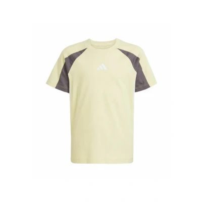 Abbildung von adidas Unisex Kinder Seasonal Essentials Colorblock T Shirt, Powder Yellow/Grey strata/White, 13 14 Years
