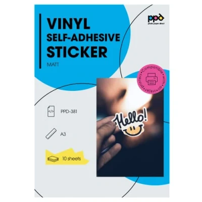 Abbildung von PPD 10 x A3 Inkjet PREMIUM Vinyl Aufkleberfolie Bedruckbar, Weiß, Matt, Selbstklebend 381