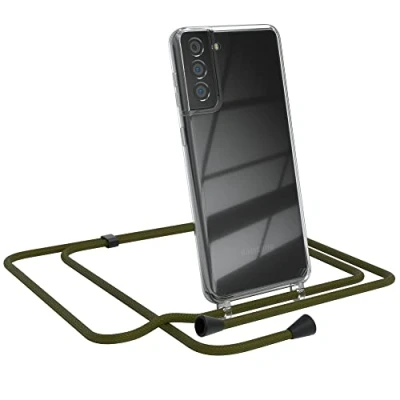 Abbildung von EAZY CASE Handykette kompatibel mit Samsung Galaxy S21 Plus 5G Handyhülle Umhängeband, Handykordel Schutzhülle, Silikonhülle, Hülle Band, Kette Hülle, Grün Clips Schwarz