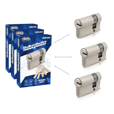 Abbildung von GERCAR Pro Gleichschließend 3x Halbzylinder 30/10 Set Garagentor Profil inkl. 15 Schlüssel 40 mm Garagentorschloss 3er Zylinder Länge: 40mm, A:30 B:10 Schließsystem