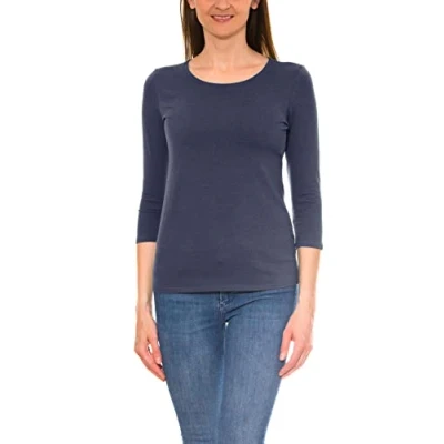 Abbildung von Alkato Damen Shirt 3/4 Arm mit Rundhals, Farbe: Jeans, Größe: 3XL