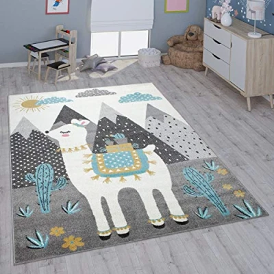 Abbildung von Paco Home Kinderteppich &quot;Nino 887&quot;, rechteckig, Kurzflor, Spielteppich, Motiv Regenbogen &amp; Herzen, Kinderzimmer