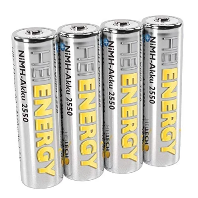 Abbildung von HEITECH AA Akku Mignon 2550 mAh 1,2V NiMH 4 Stück Batterie, (4 St)