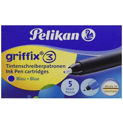 Abbildung von Pelikan T1R Griffix Refills Tintenschreiber Faltschachtel mit 5 Patronen, löschbar, blau