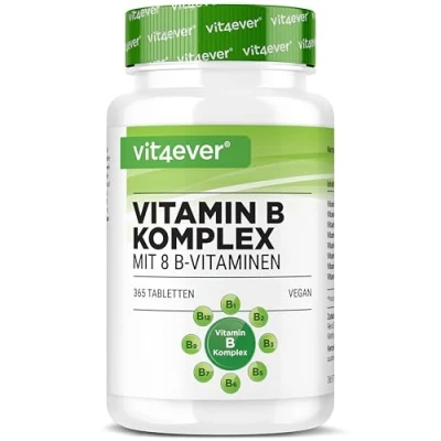 Abbildung von Vitamin B Komplex 365 Tabletten Alle 8 Vitamine in 1 Tablette B1, B2, B3, B5, B6, B12, Biotin &amp; Folsäure Laborgeprüft Premium Qualität Vegan