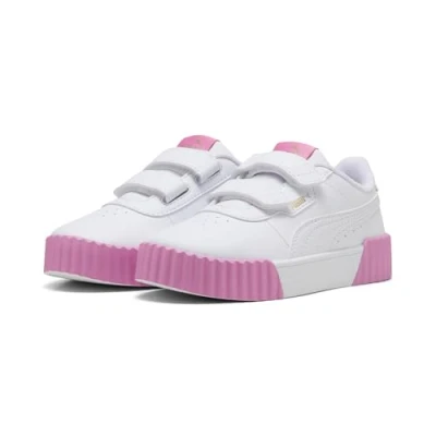 Abbildung von Puma Carina 3.0 Sneakers Kinder Schuhe Mit Plain White/Gold/Posie Pink Größe: 27.5