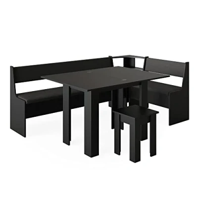 Abbildung von Vicco Eckbankgruppe Roman, Schwarz, 120 x 210 cm mit Tisch