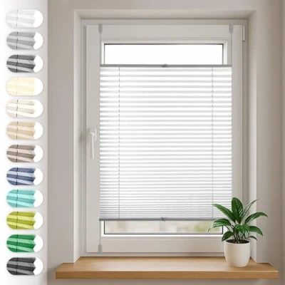 Abbildung von Sonello Plissee Klemmfix ohne Bohren, Blickdicht, verspannt, 35 cm x 100 Grau Faltrollo, Easyfix, Lichtschutz Sonnenschutzrollo Jalousie Rollo für Fenster &amp; Tür, einfache Montage, in verschiedenen Farben und Größen
